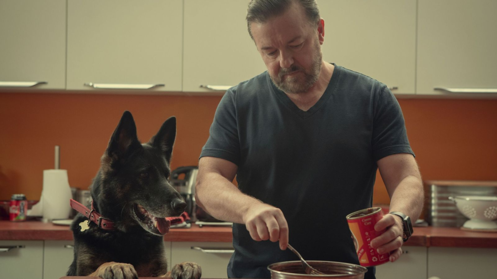 Ricky Gervais has honored his "lovely" dog character from his television series After Life.