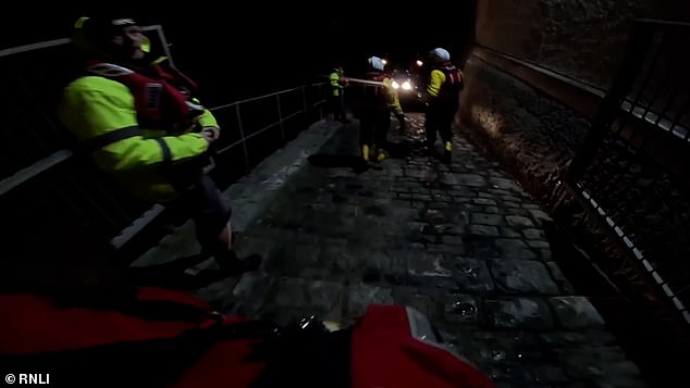 The voluntary RNLI crew of the Mumbles Lifeboat Station headed out onto the water in the dark to rescue Lola, who they found cold but otherwise unharmed